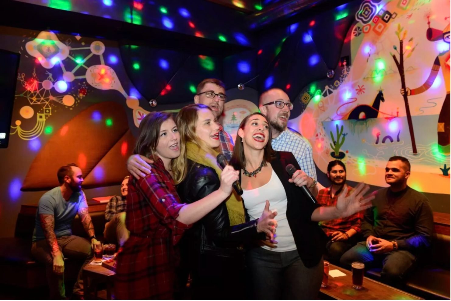 Guests singing karaoke