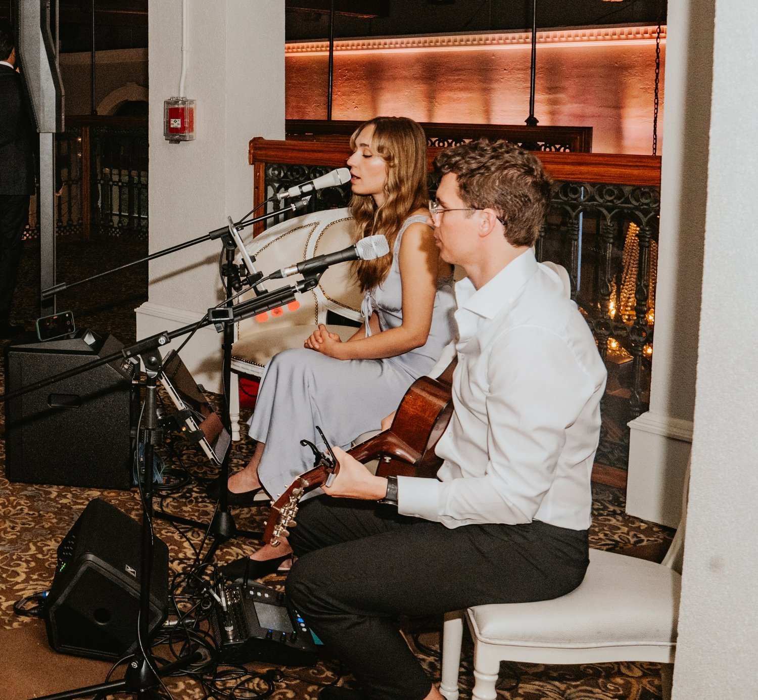 Acoustic duo performing live